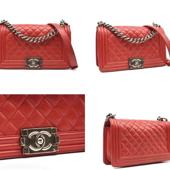 CHANEL Red Quilted Boy Shoulder Bag with Silver Hardware - Picture 3 of 10
